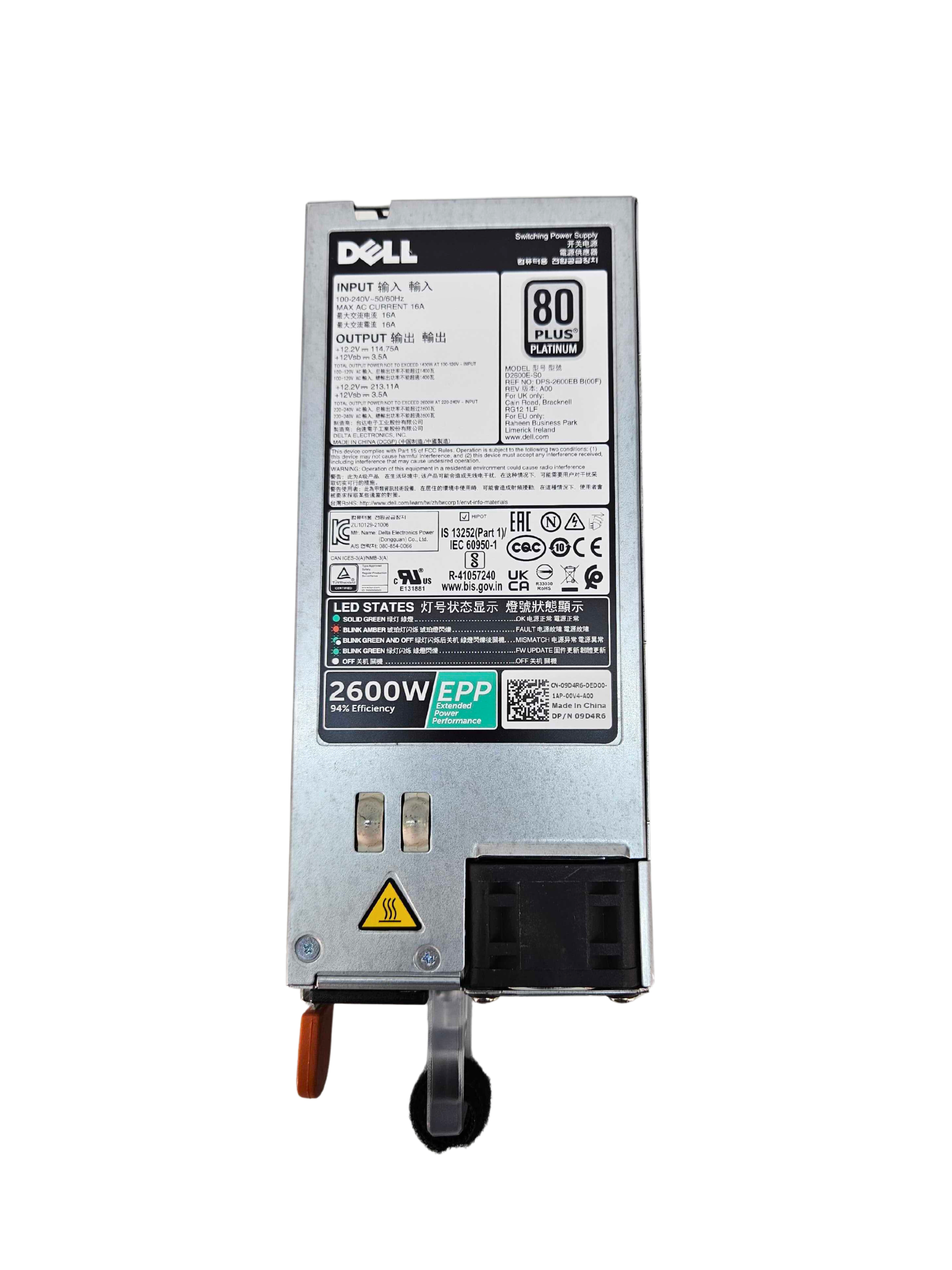 Dell 2600W EPP 80Plus Platinum Power Supply (9D4R6)
